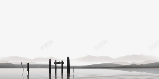 油墨山水png免抠素材_新图网 https://ixintu.com 中国风 此起彼伏 水墨 海岸边