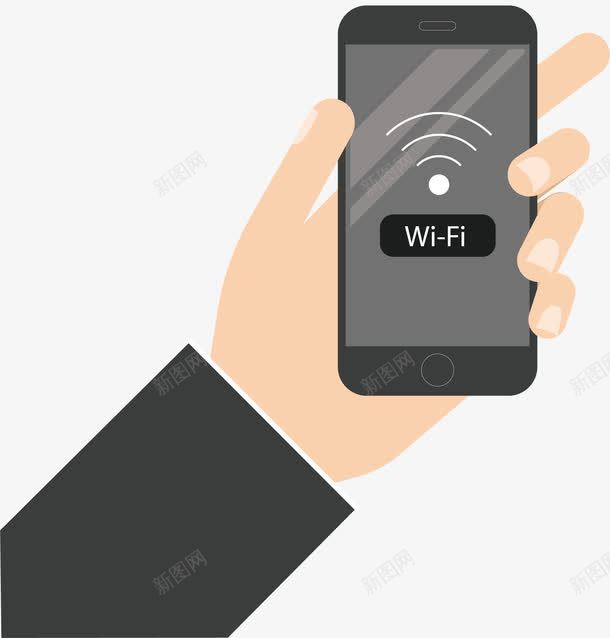 手拿手机png免抠素材_新图网 https://ixintu.com WIFI 卡通 手机 手绘