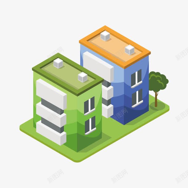 彩色多层建筑png免抠素材_新图网 https://ixintu.com 商务 多层 建筑 彩色 扁平化 柱形 渐变 立体 质感
