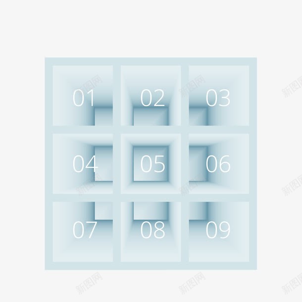 九宫格png免抠素材_新图网 https://ixintu.com 商务 数字 立体 蓝色