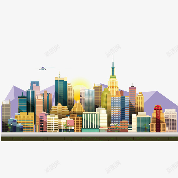 彩色上海进博会宣传画图矢量图ai免抠素材_新图网 https://ixintu.com 上海 世博会 免抠图 商业楼书 城市 城市彩色剪影 大厦 宣传画 彩色上海 楼房 矢量图 进博会 高楼