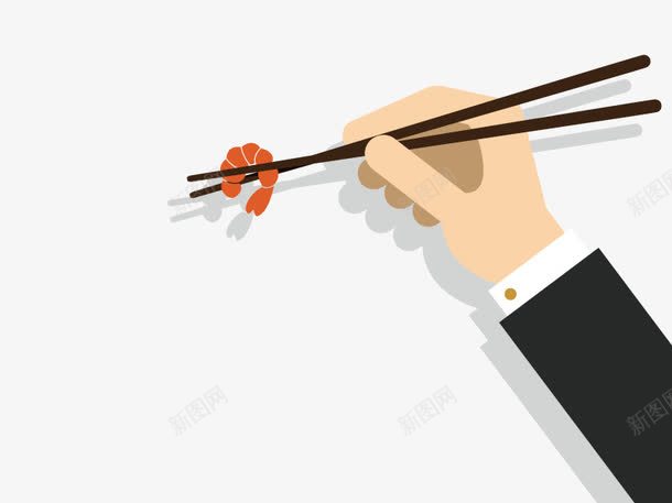 手拿筷子png免抠素材_新图网 https://ixintu.com 吃饭 夹菜 虾仁