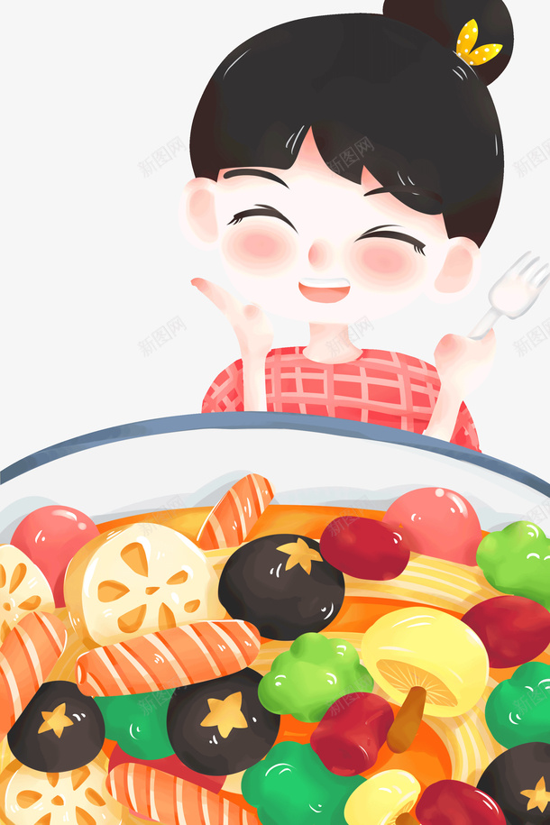 手绘美食麻辣烫聚餐插画psd免抠素材_新图网 https://ixintu.com 手绘美食 水彩 美食 美食插画 美食聚餐插画 美食麻辣烫