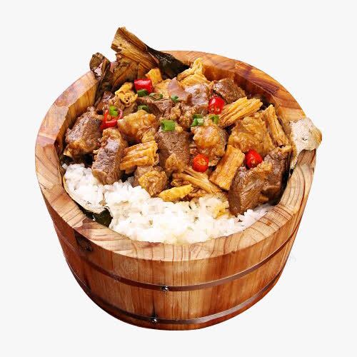 木桶牛腩饭png免抠素材_新图网 https://ixintu.com 传统美食 木桶 牛腩 牛腩饭 笋干 米饭 辣椒 餐饮美食