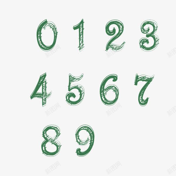 数字卡通绿色粉笔字png免抠素材_新图网 https://ixintu.com 卡通 数字 粉笔字 绿色
