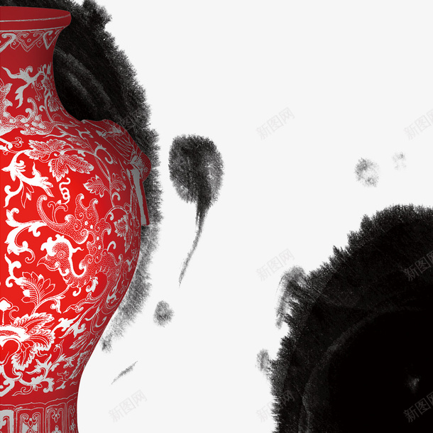 中国风红色青花瓷包装装饰png免抠素材_新图网 https://ixintu.com 产品实物 平面装饰 水墨墨迹 陶瓷包装 陶瓷海报宣传 青花瓷