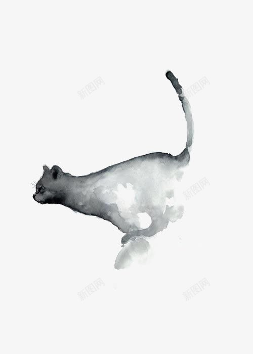 水彩猫咪png免抠素材_新图网 https://ixintu.com 奔跑的猫咪 宠物猫 手绘猫咪 水墨猫咪