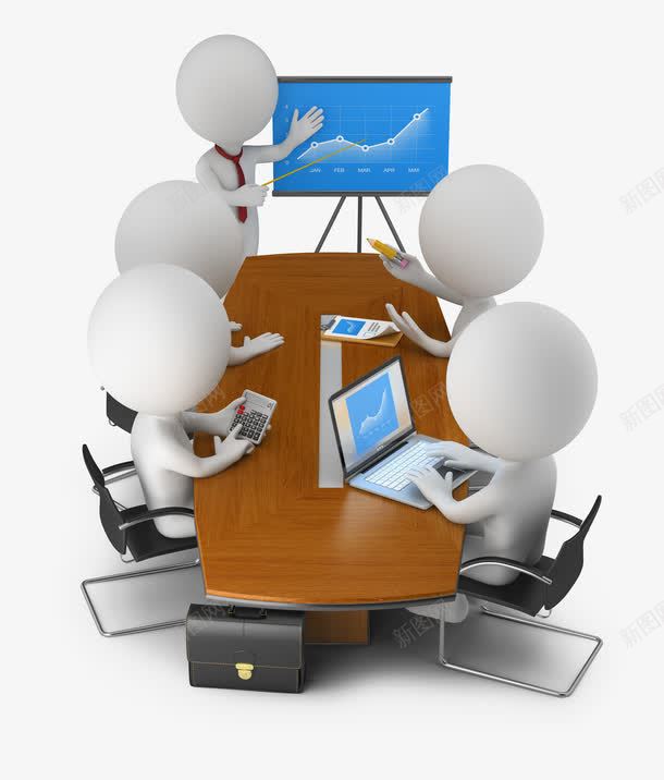 正在开会的3D小人png免抠素材_新图网 https://ixintu.com 3D小人 会议室 会议室场景 办公桌 开会 电脑 笔记本