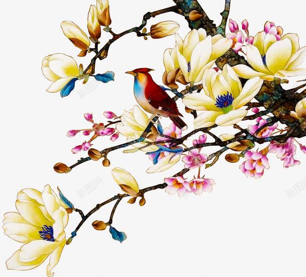 花鸟图十字绣剪纸png免抠素材_新图网 https://ixintu.com 剪纸 十字 十字形 十字绣图案 十字绣花开富贵 花鸟