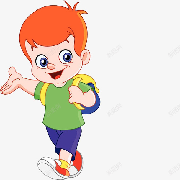 开学季学生开心的背着书包上学插png免抠素材_新图网 https://ixintu.com 卡通手绘 小男孩 开学季 开学季学生开心的背着书包上学插图免费下载 新学期 新学期新开始 背书包的人 高兴的人