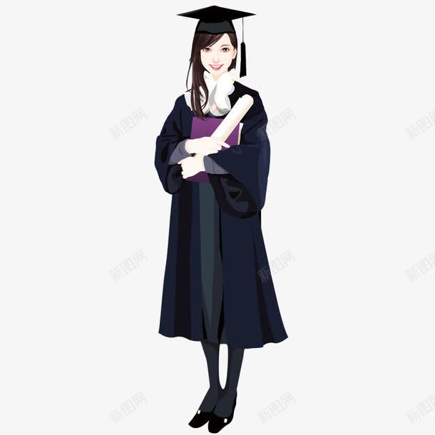 卡通穿学士的的毕业女大学生png免抠素材_新图网 https://ixintu.com 卡通 卡通人物 大学生 学位 学士服 恭喜毕业 毕业 毕业季 穿学士服的大学生