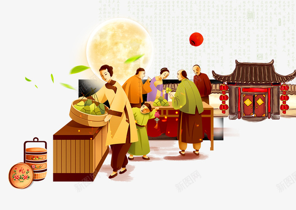端午节包粽子主题插画png免抠素材_新图网 https://ixintu.com 中国传统节日 中国风 浓情端午 端午佳节 端午促销 端午节 粽子 赛龙舟