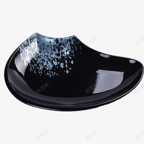 黑色蓝点立体简约家用陶瓷盘子png免抠素材_新图网 https://ixintu.com 简约 蓝点点 陶瓷 黑盘子 黑色