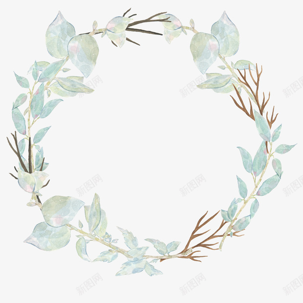 卡通绿色植物叶子边框png免抠素材_新图网 https://ixintu.com 创意 卡通手绘 叶子 唯美 小清新 植物 水彩 绿色 边框