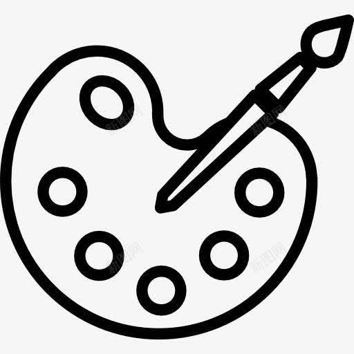 油漆调色板的线条勾勒图标png_新图网 https://ixintu.com 刷子 油漆 画家的调色板 画笔 绘画 艺术 调色板