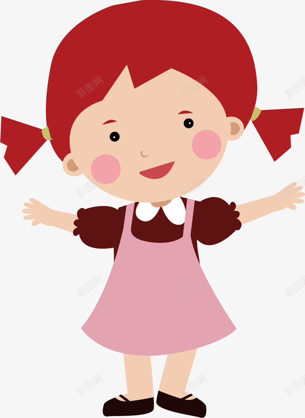 张开双臂的小女孩矢量图ai免抠素材_新图网 https://ixintu.com 人物 卡通手绘 可爱 女生 女生胳膊 展开双臂 手臂 扎辫子 矢量图