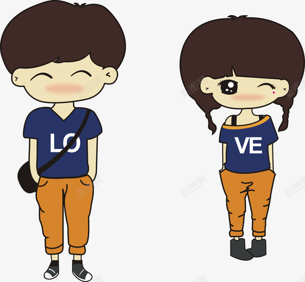 卡通情侣LOVE男女组合png免抠素材_新图网 https://ixintu.com 卡通 情侣 组合 阿树