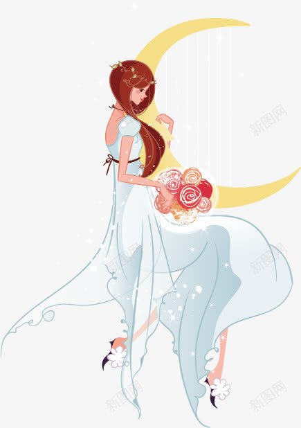 卡通美女矢量图ai免抠素材_新图网 https://ixintu.com 唯美 婚礼 婚礼海报素材 婚纱 彩色 新娘 模特 玫瑰 礼服 美女卡通 矢量图