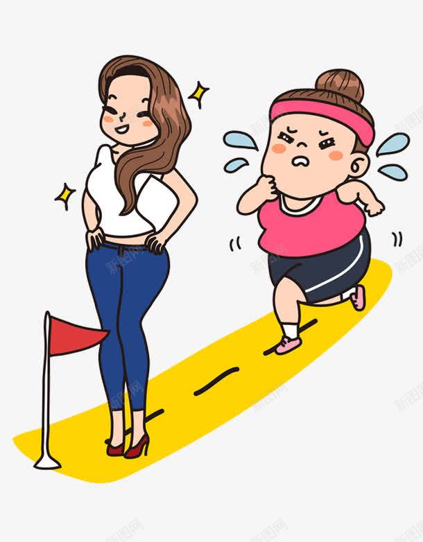 胖女士在拼命减肥png免抠素材_新图网 https://ixintu.com 减肥 加油 努力 在拼命 漂亮 胖女士 苗条 身材好