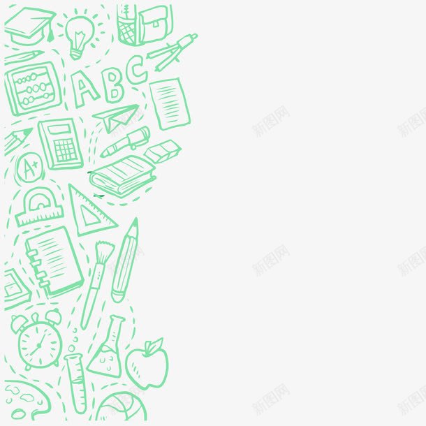 绿色黑板背景文具图纸矢量图ai免抠素材_新图网 https://ixintu.com 图纸 尺子 文具 绿色 铅笔 矢量图