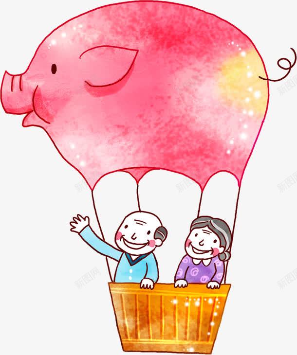 粉色手绘小猪气球人物png免抠素材_新图网 https://ixintu.com 人物 气球 粉色