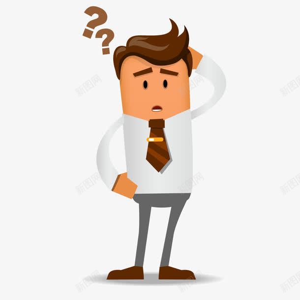 员工与怀疑png免抠素材_新图网 https://ixintu.com 上班族 发问 工人 男人 疑问 矢量人物 质问 领带