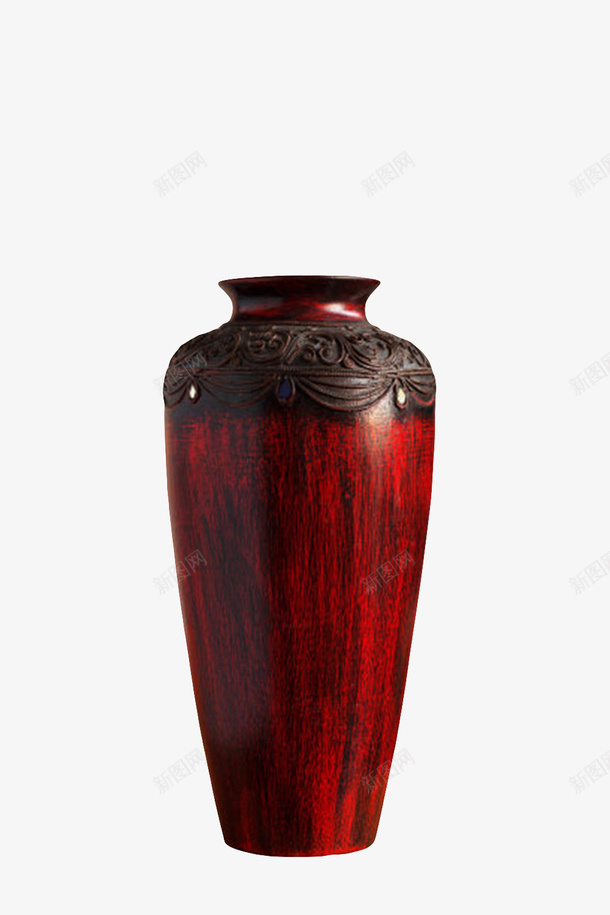 红色木质雕刻的花瓶古代器物实物png免抠素材_新图网 https://ixintu.com 保留 历史 古代器物 古董 器具 器皿 文化 物品 珍藏 珍贵 竖条 红木 花瓶 装饰 遗产 遗留 雕刻