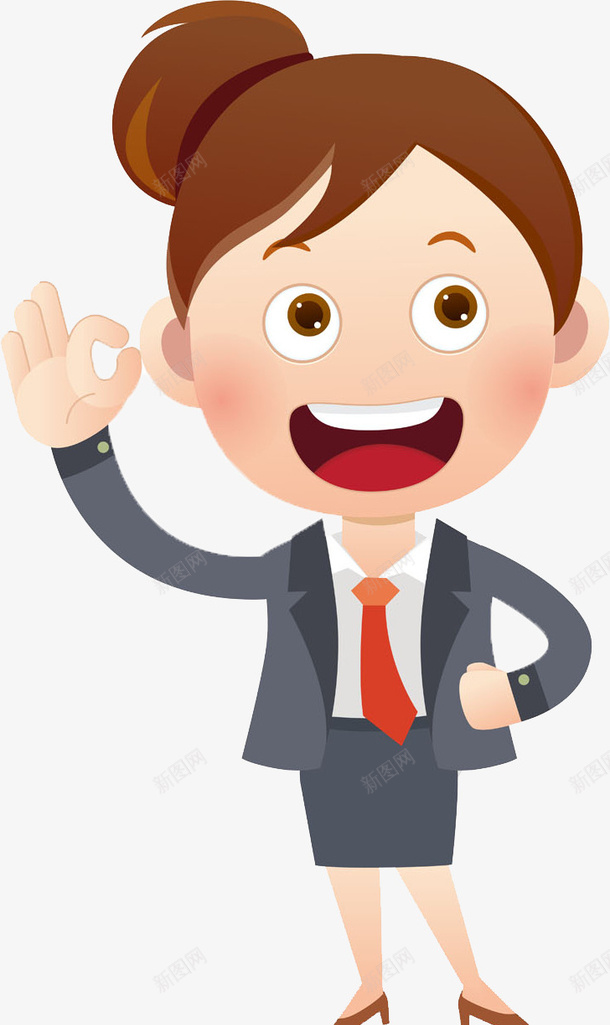 想出办法的聪明女孩png免抠素材_新图网 https://ixintu.com 商务 大眼 女士 开心 手绘 生活 简约 聪明