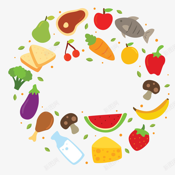 彩色世界粮食日食物贺卡矢量图ai免抠素材_新图网 https://ixintu.com 水果 粮食 美食 背景装饰 蔬菜 食物 矢量图
