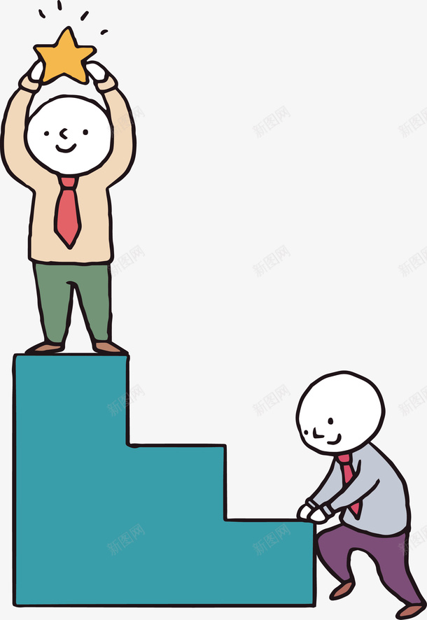 获得成功的领奖台png免抠素材_新图网 https://ixintu.com 商务小人 手绘小人 矢量png 阶梯 颁奖典礼 领奖台 领奖站台