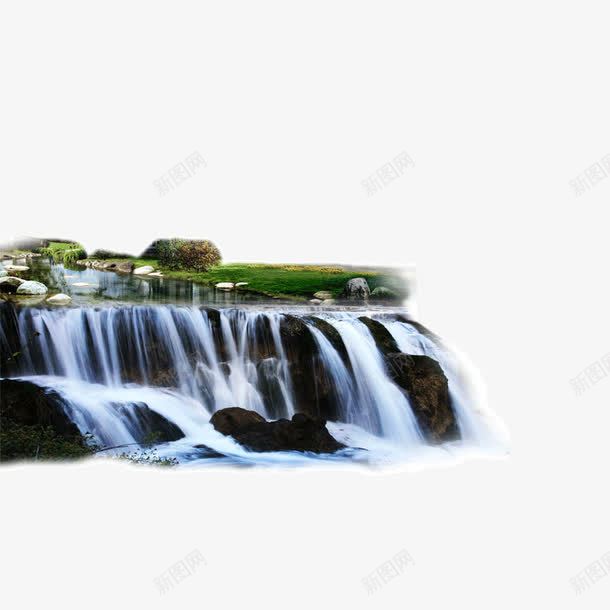 瀑布山水风景psd免抠素材_新图网 https://ixintu.com 瀑布山水风景