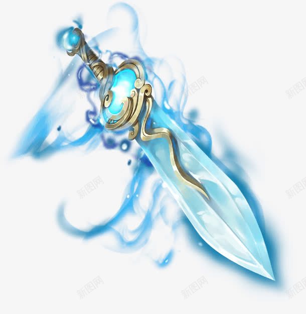 蓝色的水晶宝剑png免抠素材_新图网 https://ixintu.com 宝剑 水晶 蓝色