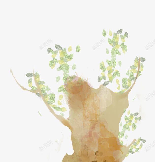 水彩守护大树简笔画png免抠素材_新图网 https://ixintu.com 大树 守护 水彩 简笔画