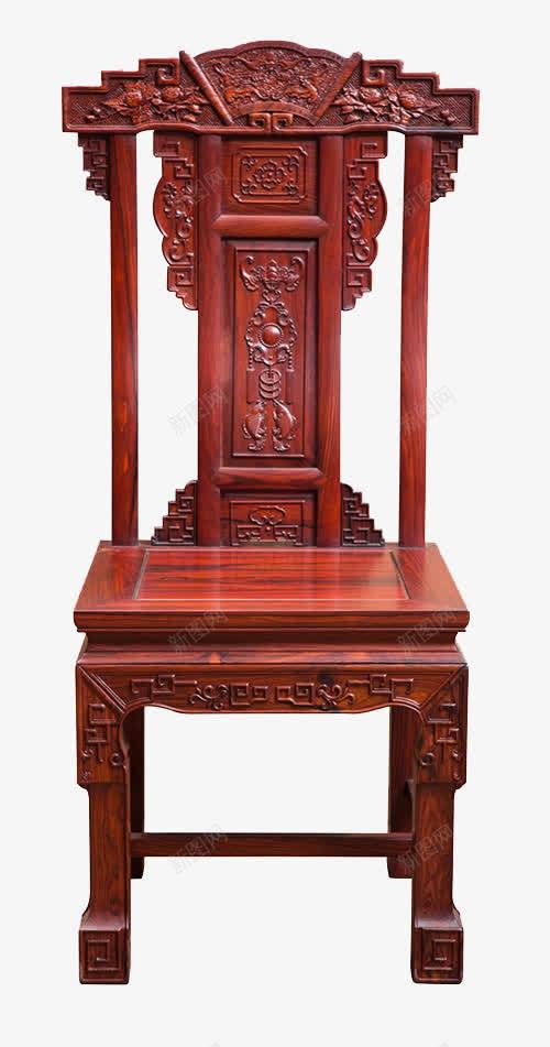 中式传统复古雕花红酸枝椅png免抠素材_新图网 https://ixintu.com 印花 复古雕花 手工雕花 红木椅 红木椅子 红酸枝木 餐桌椅