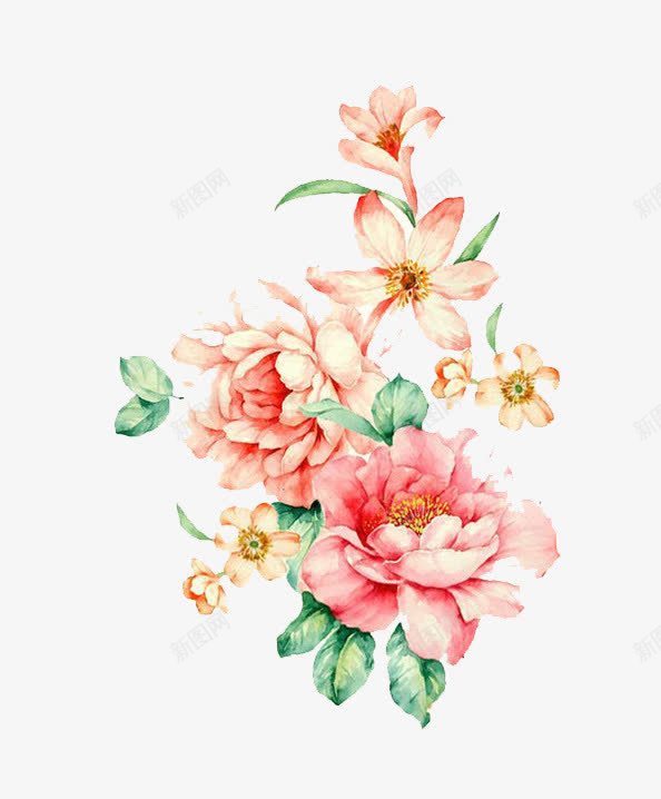 手绘花卉png免抠素材_新图网 https://ixintu.com 创意花型 各种花图案 商业图案 手绘图案 手绘植物 手绘花卉 月季花 植物图案 牡丹花 花 花型图案 蓝色花型