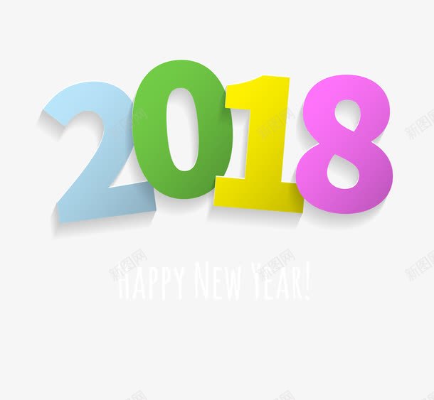 卡通可爱数字2018png免抠素材_新图网 https://ixintu.com 2018 卡通数字 可爱数字 彩色数字 新年数字 立体浮雕数字
