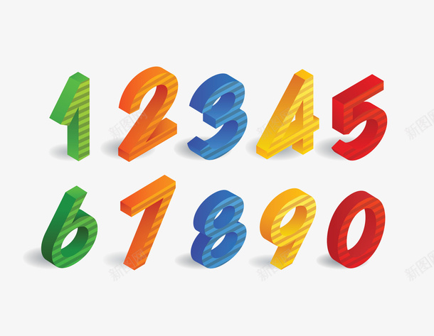 多彩立体效果数字矢量图ai免抠素材_新图网 https://ixintu.com 3D数字 多彩数字 数字 数字0到9 矢量png 立体数字 矢量图