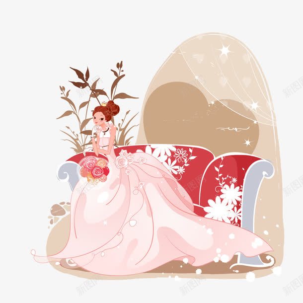 穿婚纱手拿捧花的新娘png免抠素材_新图网 https://ixintu.com 婚姻 婚礼 婚纱 恋爱 恩爱 情侣插画 手绘插画 新人 爱情 爱情素材