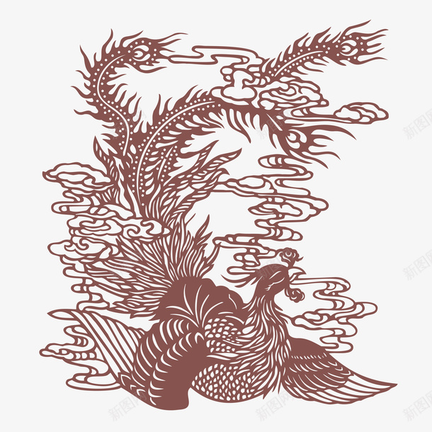 凤凰装饰案矢量图ai免抠素材_新图网 https://ixintu.com 中元节 云朵 凤凰 凤凰图 凤凰手绘 卡通 尾巴 手绘 投影 渐变 矢量图 祭祀 线条 装饰 阴影 鬼节