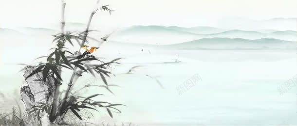 中国风水墨山水企业文化装饰png免抠素材_新图网 https://ixintu.com 中国风 企业文化 山水 水墨 竹子