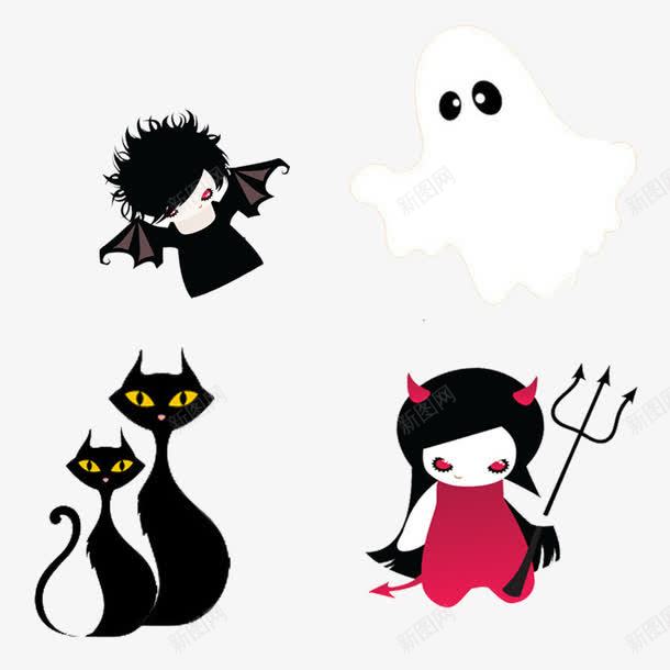 万圣节小恶魔png免抠素材_新图网 https://ixintu.com 小夜叉 小恶魔 幽灵 黑猫
