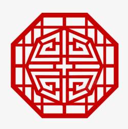 中式喜字窗花素材