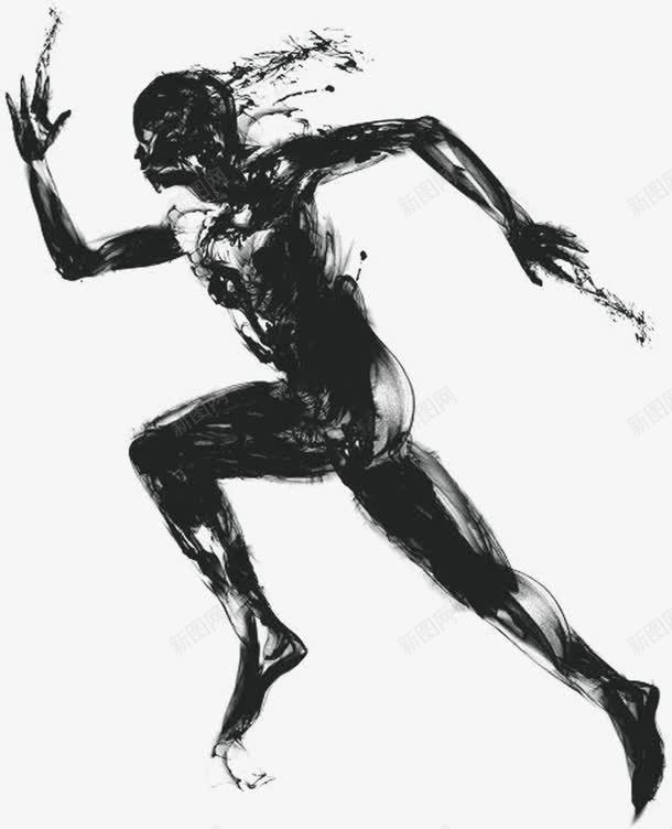 奔跑的人影png免抠素材_新图网 https://ixintu.com 人影 奔跑 奥运会 水墨画 运动 运动会 黑色