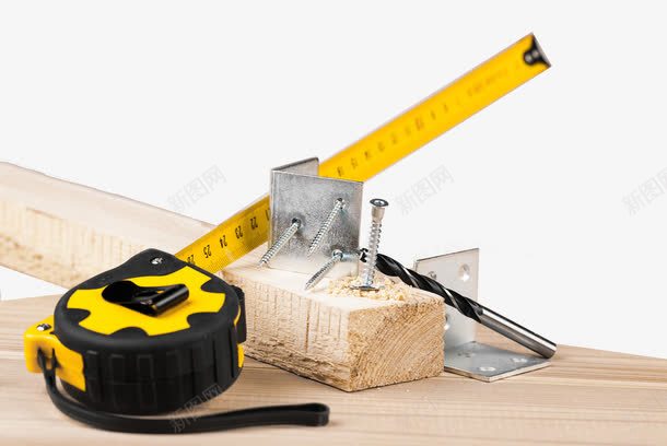 装修工具png免抠素材_新图网 https://ixintu.com 作业 卷尺 工人 建筑 施工 木匠 木头 木工 电钻 砖木 钉子 钉木板