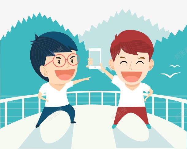 扁平化卡通形象png免抠素材_新图网 https://ixintu.com H5页面素材 创意卡通元素 卡通 扁平化 扁平素材 手拿手机的卡通人物 电商卡通 男孩 网页设计卡通