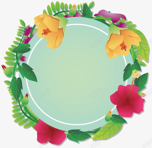 圆形浪漫夏日边框png免抠素材_新图网 https://ixintu.com 夏日边框 夏日风情 派对邀请函 浪漫装饰框 海报封面 矢量png