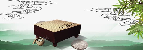 棋艺中国说png免抠素材_新图网 https://ixintu.com 免费png素材 围棋 山水 竹子 装饰图案