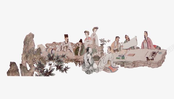 古代人吟诗作对png免抠素材_新图网 https://ixintu.com 古代人 吟诗作对 悠闲饮酒 聊天游玩 装饰图案