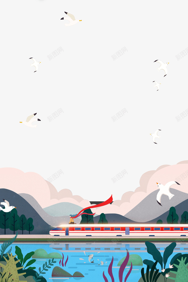 猪年春运回家的火车背景png免抠素材_新图网 https://ixintu.com 回家 回家过年 春运 春运火车 猪年