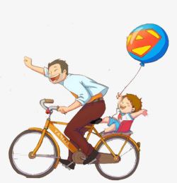卡通骑单车超人气球素材
